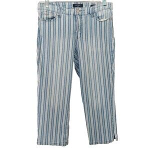 Nine West Capri Jeans Size 10 Stripes Blue Chrystie Sail Away